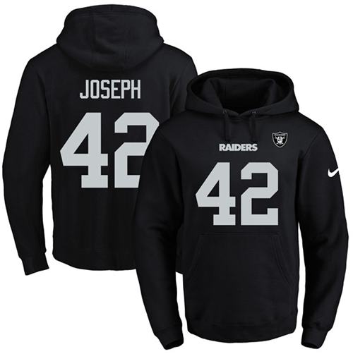 Nike Raiders #42 Karl Joseph Black Name & Number Pullover NFL Hoodie - Click Image to Close